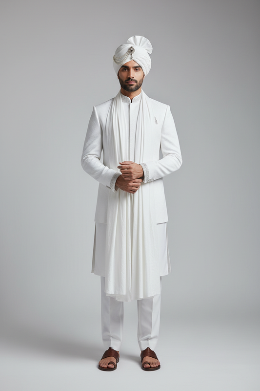 Man wearing white royal cotton shalwar kameez suit